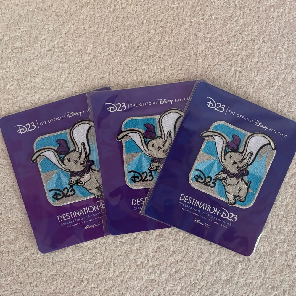 Disney D23 Disney Fan Club 100 years Disney Patches Dumbo Lot of 3 NEW